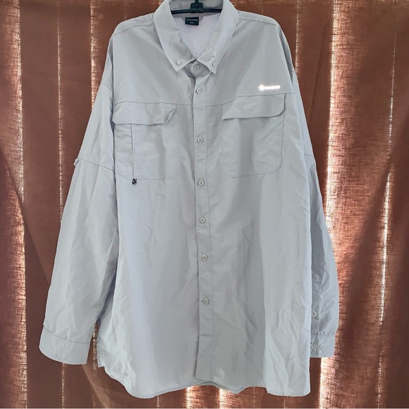 Men's Light Grey Button Long Sleeve Shirt size XXL - Picture 1 of 8